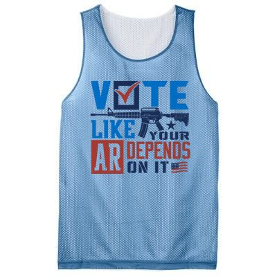 Vote Like Your Ar Depends On It Us Ar Rifle Gun Mesh Reversible Basketball Jersey Tank