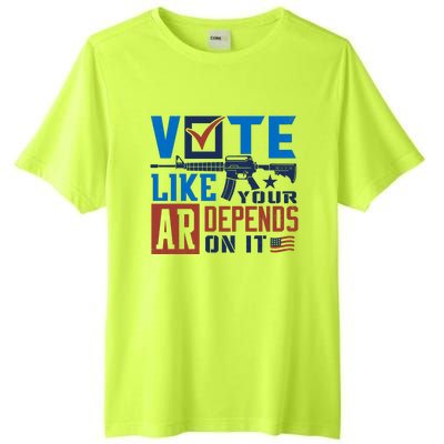 Vote Like Your Ar Depends On It Us Ar Rifle Gun Tall Fusion ChromaSoft Performance T-Shirt