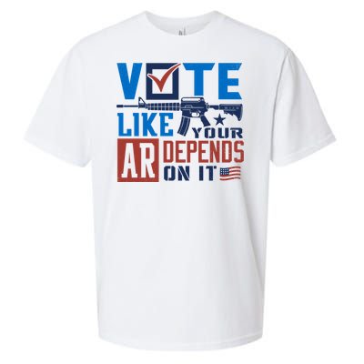 Vote Like Your Ar Depends On It Us Ar Rifle Gun Sueded Cloud Jersey T-Shirt