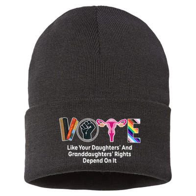 Vote Like Your Daughters And Granddaughters Rights Depend Sustainable Knit Beanie