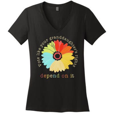 Vote Like Your Granddaughter's Rights Depend On It Feminist Women's V-Neck T-Shirt