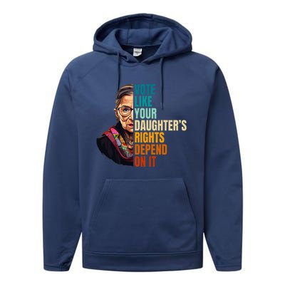 Vote Like Your DaughterS Rights Depend On It Rbg Performance Fleece Hoodie