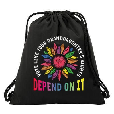 Vote Like Your GranddaughterS Rights Depend On It Rainbow Drawstring Bag