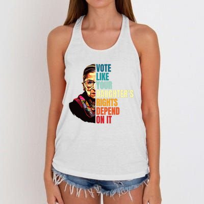 Vote Like Your Daughters Rights Depend On It Rbg Quote Women's Knotted Racerback Tank