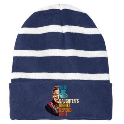 Vote Like Your DaughterS Rights Depend On It Rbg Striped Beanie with Solid Band