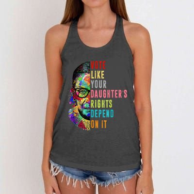 Vote Like Your DaughterS Rights Depend On It Feminist Rbg Women's Knotted Racerback Tank