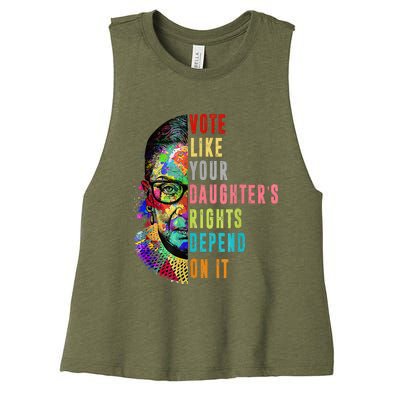 Vote Like Your DaughterS Rights Depend On It Feminist Rbg Women's Racerback Cropped Tank