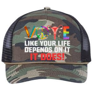 Vote Like Your Life Depends On It Feminist Gift Retro Rope Trucker Hat Cap