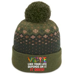 Vote Like Your Life Depends On It Feminist Gift The Baniff Cuffed Pom Beanie