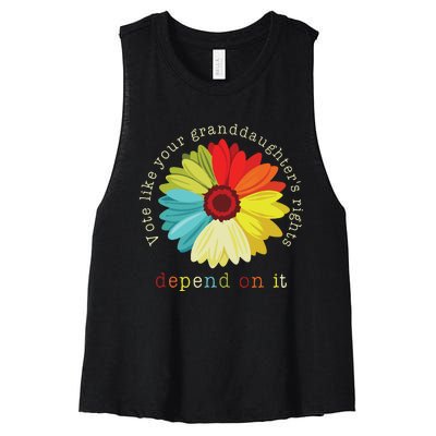 Vote Like Your Granddaughters Rights Depend On It Feminist Women's Racerback Cropped Tank