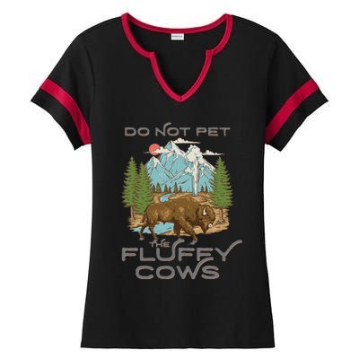 Vintage Look Yellowstone National Park Bison Lover Ladies Halftime Notch Neck Tee