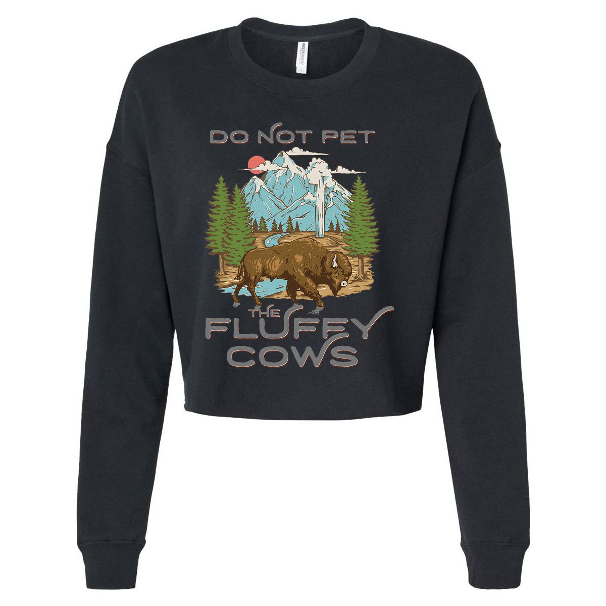 Vintage Look Yellowstone National Park Bison Lover Cropped Pullover Crew