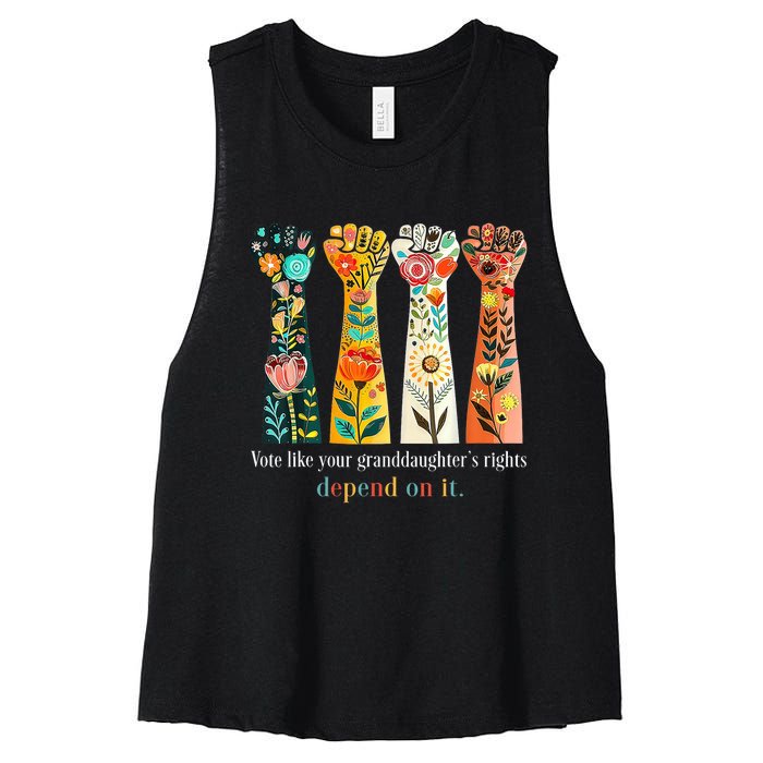 Vote Like Your Granddaughters Rights Depend On It Women's Racerback Cropped Tank