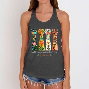 Vote Like Your Granddaughters Rights Depend On It Women's Knotted Racerback Tank