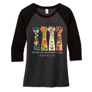 Vote Like Your Granddaughters Rights Depend On It Women's Tri-Blend 3/4-Sleeve Raglan Shirt