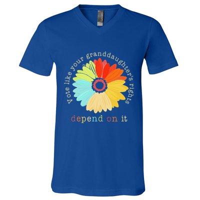 Vote Like Your GranddaughterS Rights Depend On It Feminist V-Neck T-Shirt