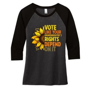 Vote Like Your Granddaughters Rights Depend On It Women's Tri-Blend 3/4-Sleeve Raglan Shirt