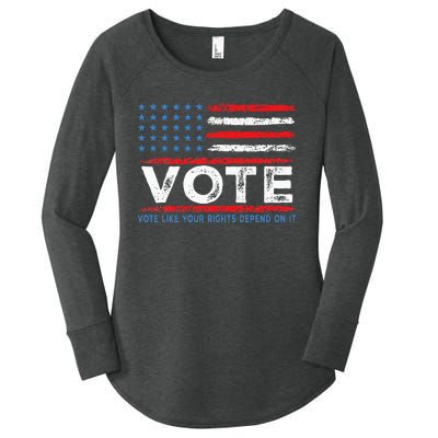 Vote Like Your Rights Depend On It 2024 Election Women's Perfect Tri Tunic Long Sleeve Shirt