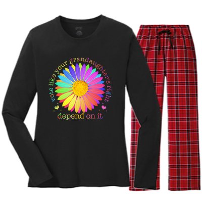 Vote Like Your GranddaughterS Rights Depend On It Women's Long Sleeve Flannel Pajama Set 