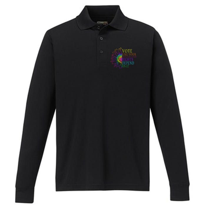 Vote Like Your Daughters Granddaughters Rights Depend On It Performance Long Sleeve Polo