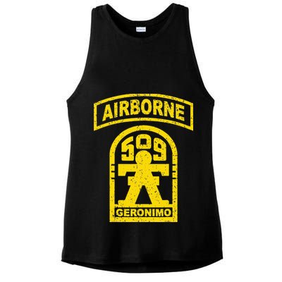 Vintage Mod 1 Geronimo 509th Airborne Parachute Infantry Ladies PosiCharge Tri-Blend Wicking Tank