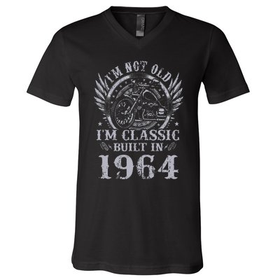 Vintage Motorcycle 1964 Birthday 60th Biker 60 Years Old V-Neck T-Shirt