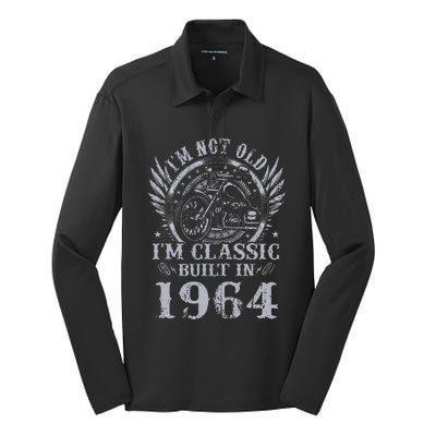 Vintage Motorcycle 1964 Birthday 60th Biker 60 Years Old Silk Touch Performance Long Sleeve Polo