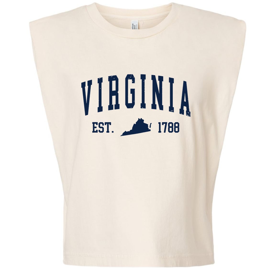 Virginia Map 1788 Vintage Souvenirs Virginia Garment-Dyed Women's Muscle Tee