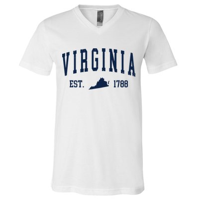 Virginia Map 1788 Vintage Souvenirs Virginia V-Neck T-Shirt