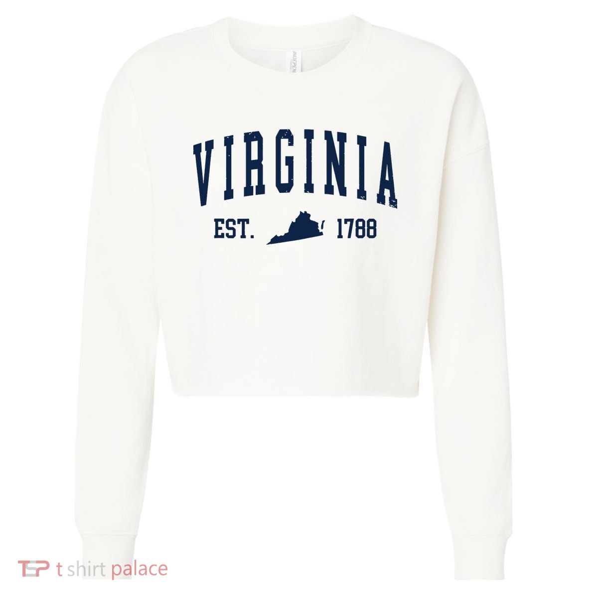 Virginia Map 1788 Vintage Souvenirs Virginia Cropped Pullover Crew