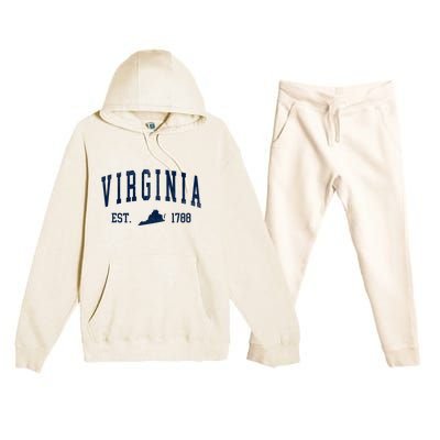 Virginia Map 1788 Vintage Souvenirs Virginia Premium Hooded Sweatsuit Set