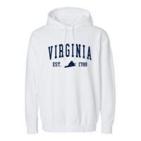 Virginia Map 1788 Vintage Souvenirs Virginia Garment-Dyed Fleece Hoodie