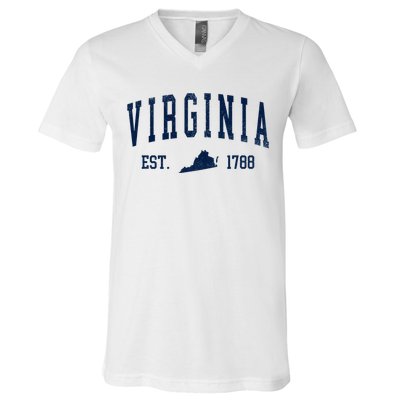 Virginia Map 1788 Vintage Souvenirs Virginia V-Neck T-Shirt