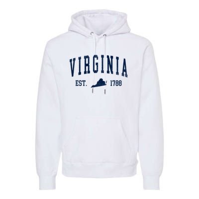 Virginia Map 1788 Vintage Souvenirs Virginia Premium Hoodie