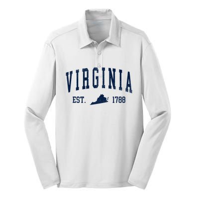 Virginia Map 1788 Vintage Souvenirs Virginia Silk Touch Performance Long Sleeve Polo