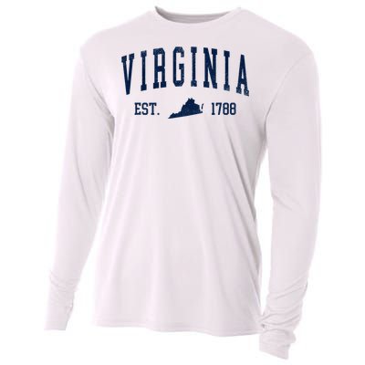 Virginia Map 1788 Vintage Souvenirs Virginia Cooling Performance Long Sleeve Crew