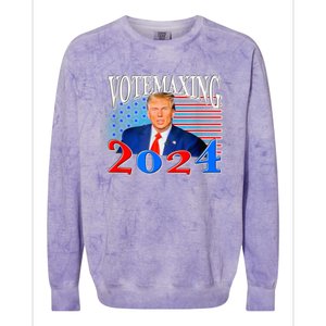 Vote Maxing 2024 Looks Max Funny Colorblast Crewneck Sweatshirt