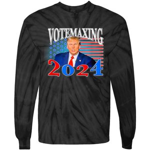 Vote Maxing 2024 Looks Max Funny Tie-Dye Long Sleeve Shirt