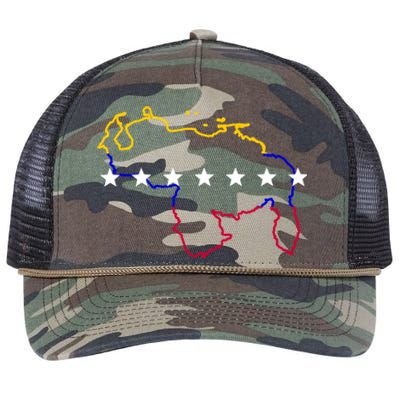 Venezuela Map 7 Stars Flag Gift Retro Rope Trucker Hat Cap