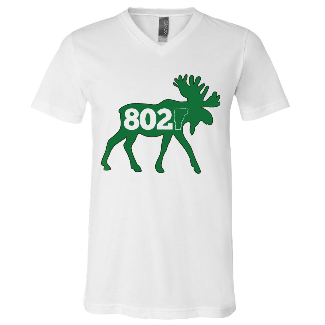 Vermont Moose 802 Vermont Green Mountain State V-Neck T-Shirt