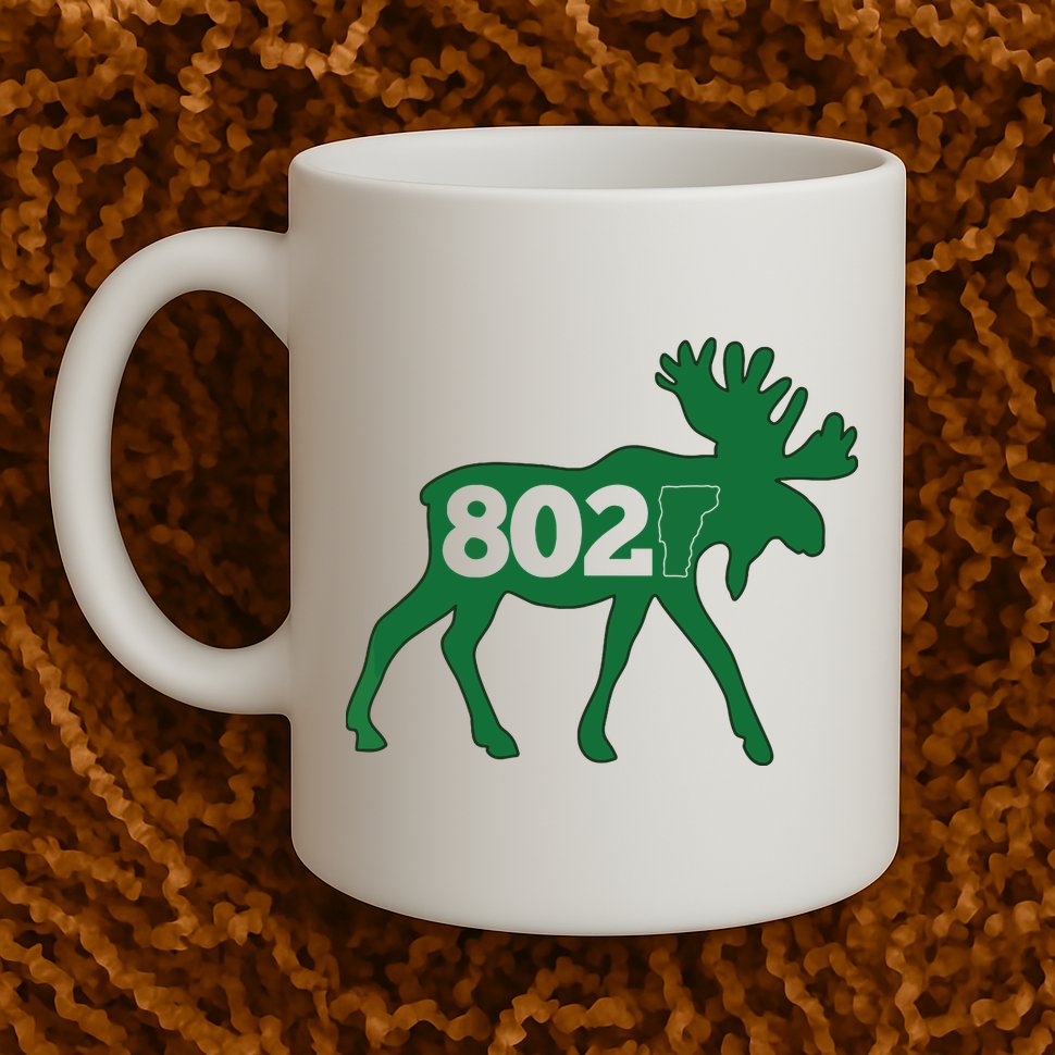 Vermont Moose 802 Vermont Green Mountain State Mug