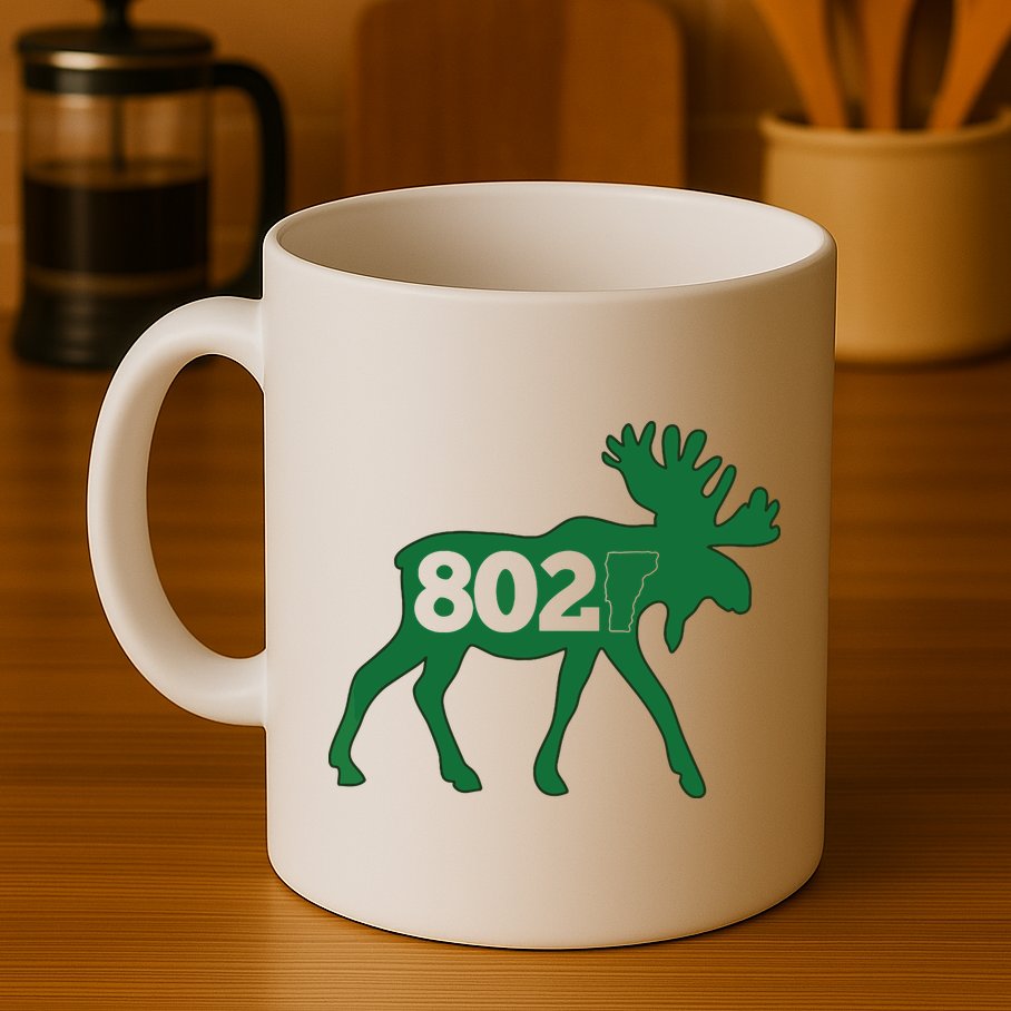 Vermont Moose 802 Vermont Green Mountain State Mug
