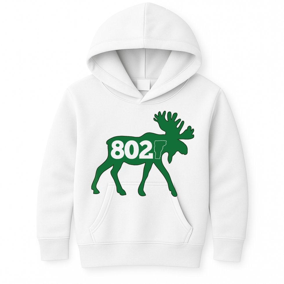 Vermont Moose 802 Vermont Green Mountain State Kids Hoodie