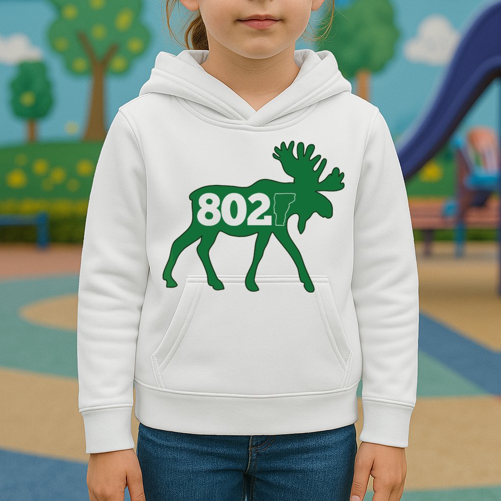 Vermont Moose 802 Vermont Green Mountain State Kids Hoodie