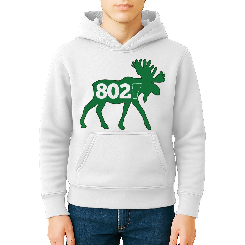 Vermont Moose 802 Vermont Green Mountain State Kids Hoodie