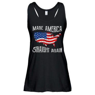 Vintage Make America Straight Again Groovy Ladies Essential Flowy Tank