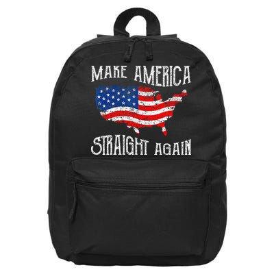 Vintage Make America Straight Again Groovy 16 in Basic Backpack