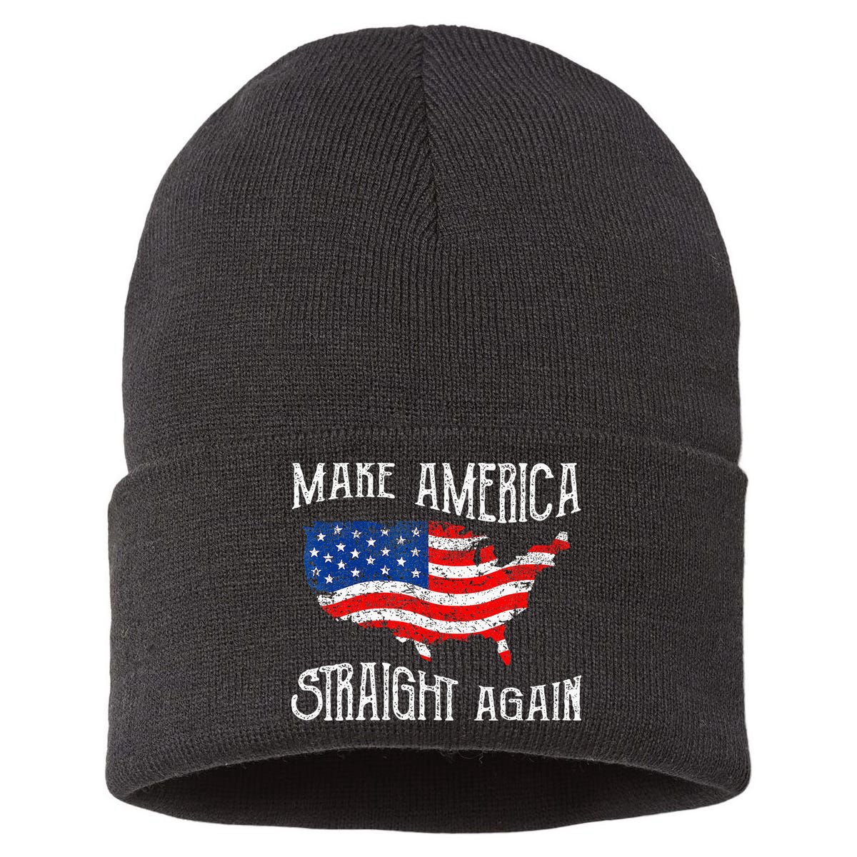 Vintage Make America Straight Again Groovy Sustainable Knit Beanie