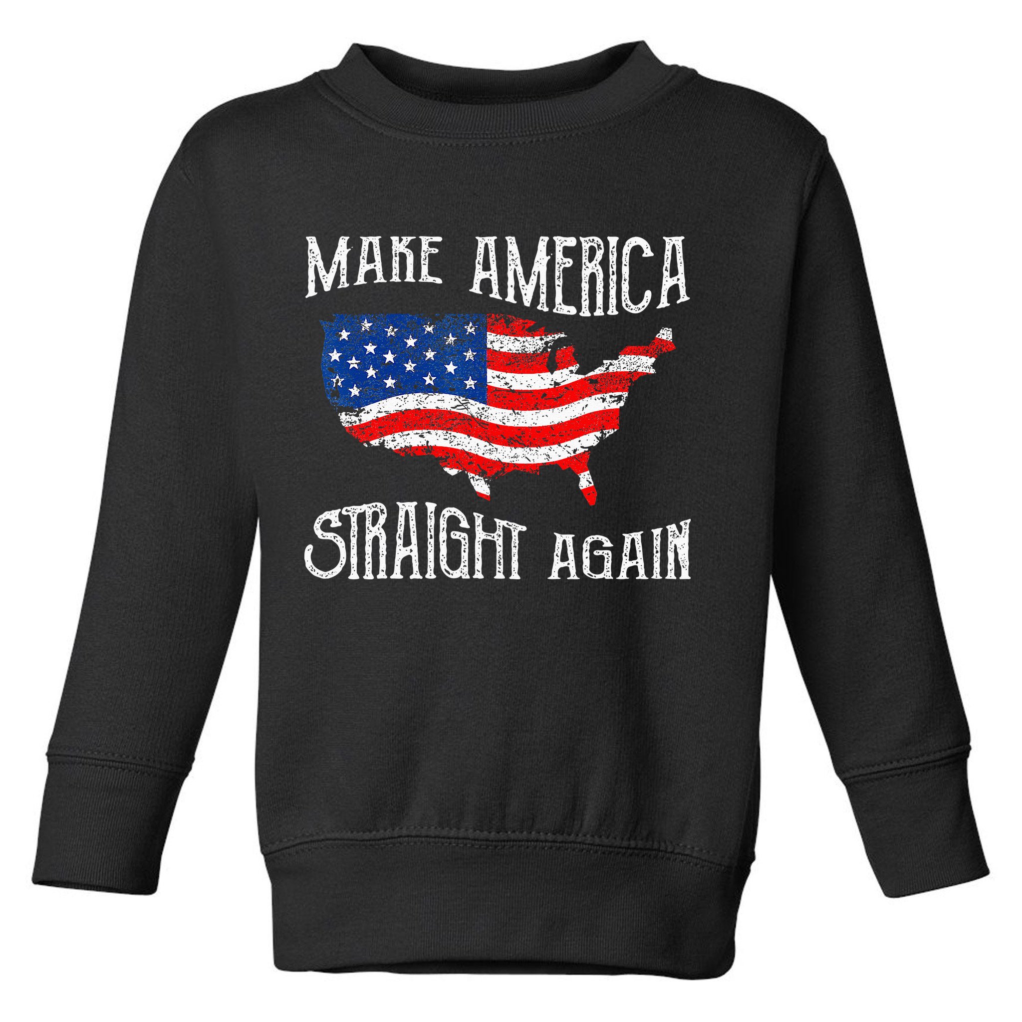 Vintage Make America Straight Again Groovy Toddler Sweatshirt