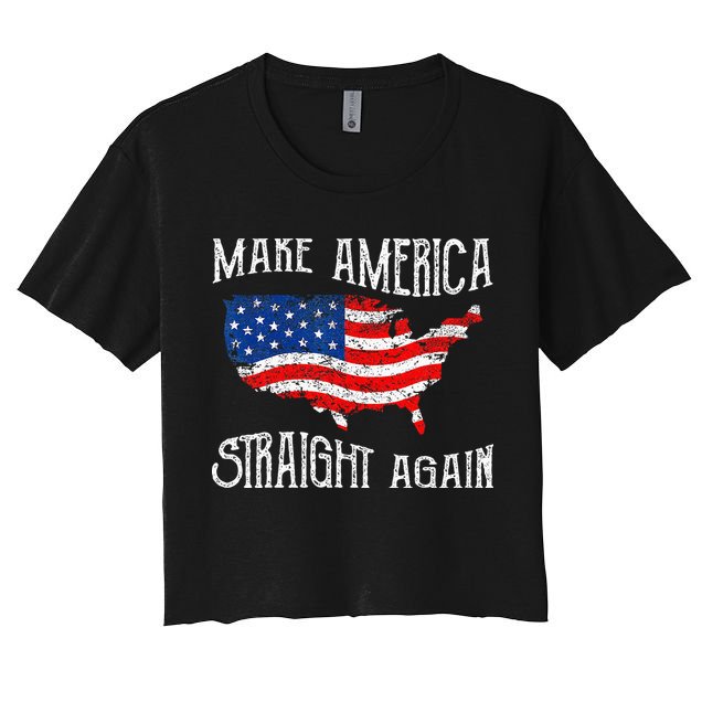 Vintage Make America Straight Again Groovy Crop Top
